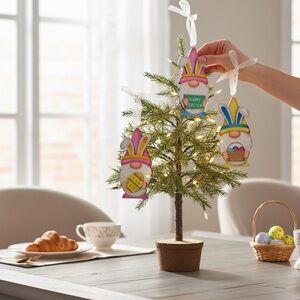 Hobby Lobby Easter Gnome Bunny Ornaments - Pink, Yellow, Blue NWT